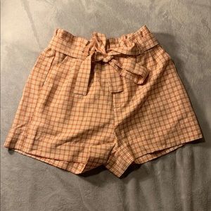 Gingham Pink and White PaperBag Shorts